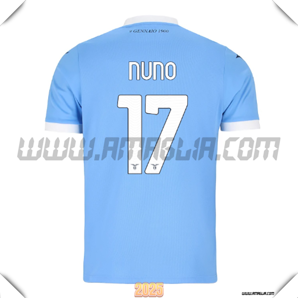 Prima Maglia Calcio SS Lazio NUNO #17 2025 2026 Blu Cielo