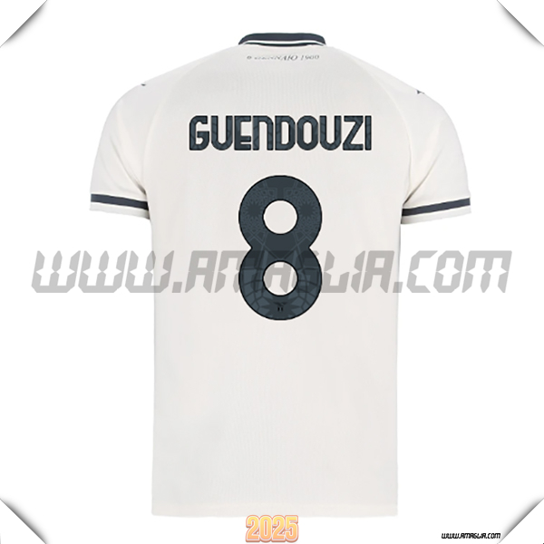 Seconda Maglia Calcio SS Lazio GUENDOUZI #8 2025 2026 Bianco