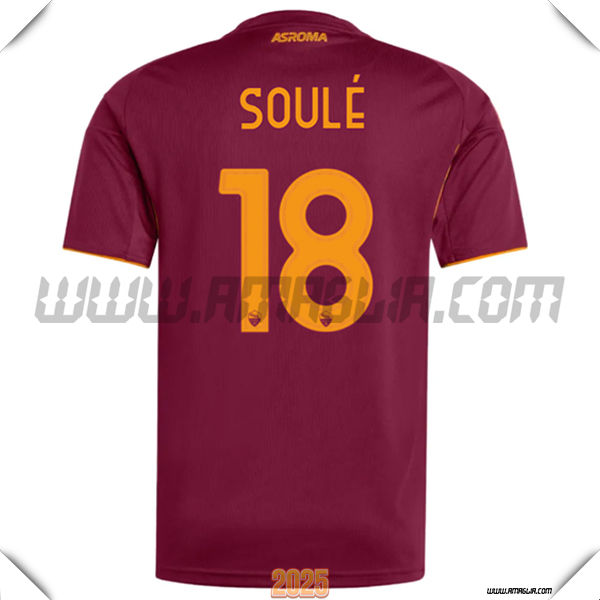Prima Maglia Calcio AS Roma SOULÉ #18 2025 2026 Rosso
