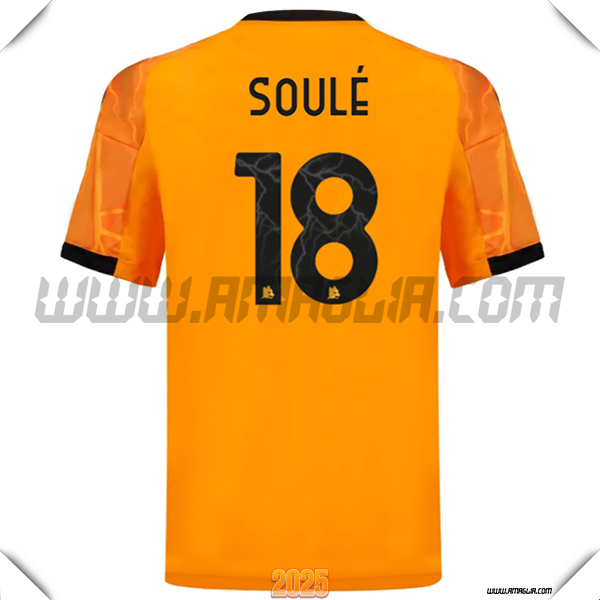 Seconda Maglia Calcio AS Roma SOULÉ #18 2025 2026 Arancia