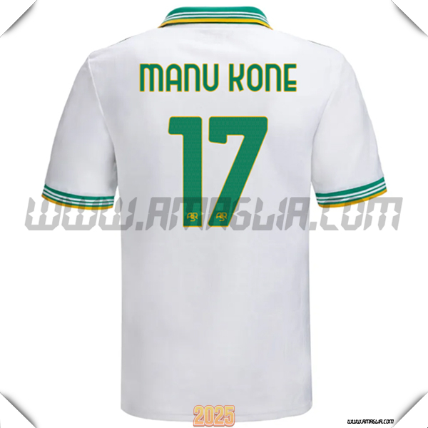 Terzo Maglia Calcio AS Roma MANU KONÉ #17 2025 2026 Bianco