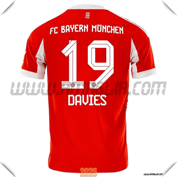 Prima Maglia Calcio Bayern Monaco DAVIES #19 2025 2026 Rosso