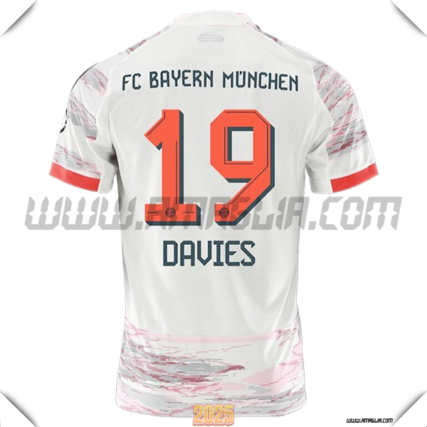 Seconda Maglia Calcio Bayern Monaco DAVIES #19 2025 2026 Bianco