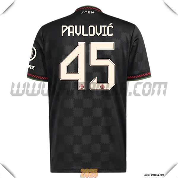 Maglia Calcio Bayern Monaco Champions League PAVLOVIC #45 Nero 2025 2026