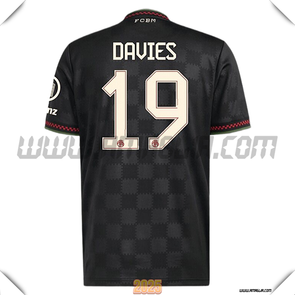 Maglia Calcio Bayern Monaco Champions League DAVIES #19 Nero 2025 2026