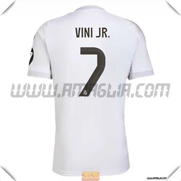 Prima Maglia Calcio Real Madrid VINI JR. #7 2025 2026 Bianco