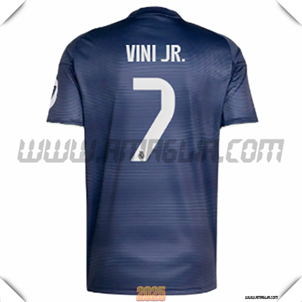 Seconda Maglia Calcio Real Madrid VINI JR. #7 2025 2026 Blu Marina