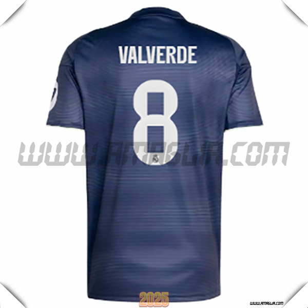 Seconda Maglia Calcio Real Madrid VALVERDE #8 2025 2026 Blu Marina