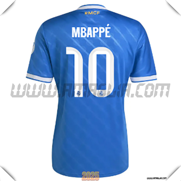 Terzo Maglia Calcio Real Madrid Mbappé #10 2025 2026 Blu