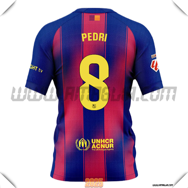Prima Maglia Calcio FC Barcellona PEDRI #8 2025 2026 Rosso/Blu