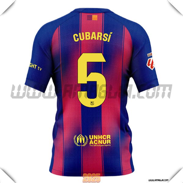Prima Maglia Calcio FC Barcellona CUBARSÍ #5 2025 2026 Rosso/Blu