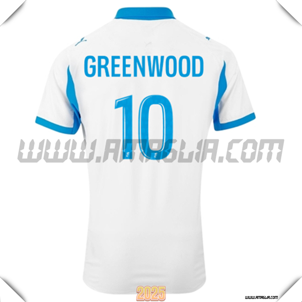 Prima Maglia Calcio Marsiglia OM GREENWOOD #10 2025 2026 Bianco/Blu Cielo