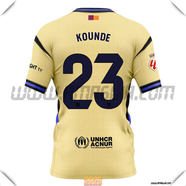 Seconda Maglia Calcio FC Barcellona KOUNDE #23 2025 2026 GIALLO