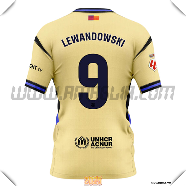 Seconda Maglia Calcio FC Barcellona LEWANDOWSKI #9 2025 2026 GIALLO