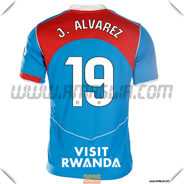 Terzo Maglia Calcio Atletico Madrid J. ALVAREZ #19 2025 2026 Rosso/Blu
