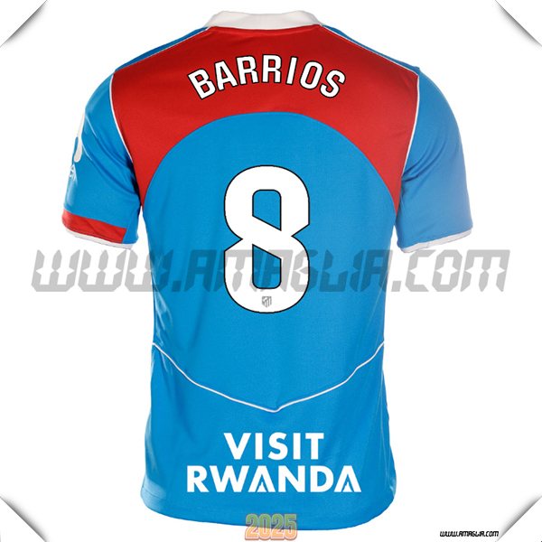 Terzo Maglia Calcio Atletico Madrid BARRIOS #8 2025 2026 Rosso/Blu