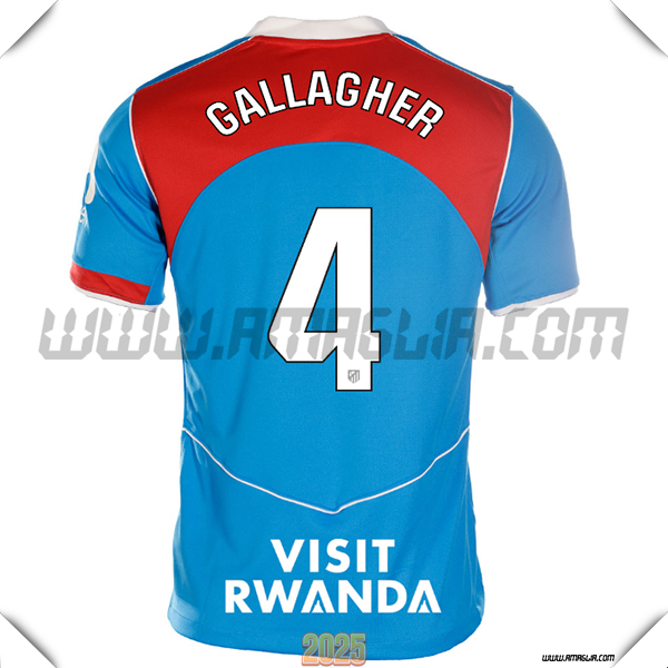 Terzo Maglia Calcio Atletico Madrid GALLAGHER #4 2025 2026 Rosso/Blu