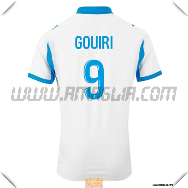 Prima Maglia Calcio Marsiglia OM GOUIRI #9 2025 2026 Bianco/Blu Cielo