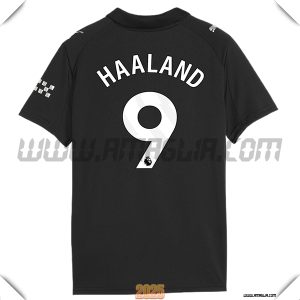 Seconda Maglia Calcio Manchester City HAALAND #9 2025 2026 Nero