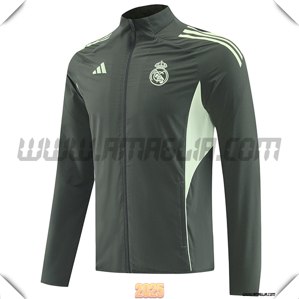 Giacca A Vento Real Madrid Grigio/Verde 2025 2026