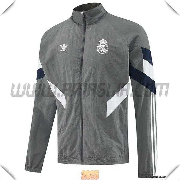 Giacca A Vento Real Madrid Grigio/Bianco/Nero 2025 2026