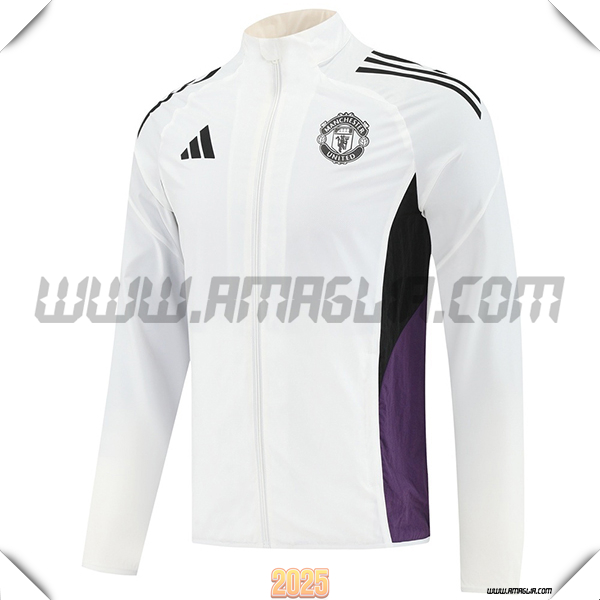 Giacca A Vento Manchester United Bianco/Nero/viola 2025 2026