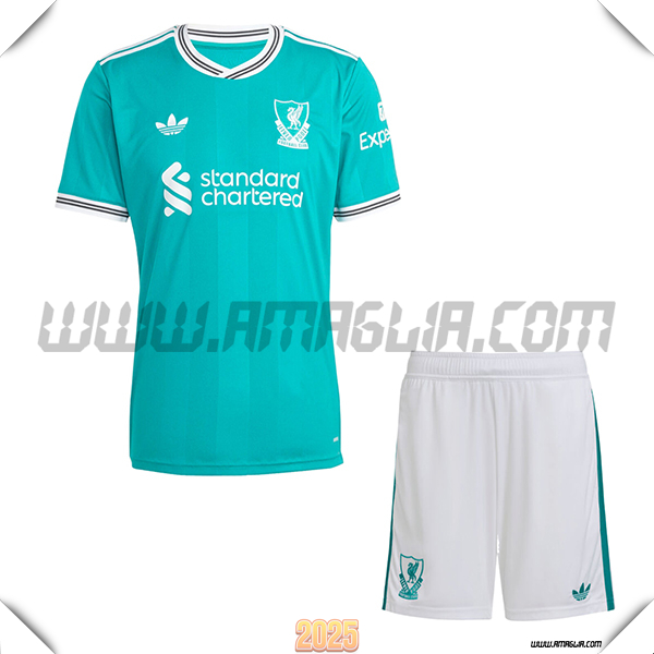 Kit Maglia da FC Liverpool Terzo + Pantaloncini Verde 2025 2026