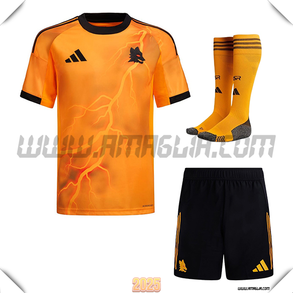 Kit Maglia da AS Roma Seconda (Pantaloncini + Calzini) Arancia 2025 2026