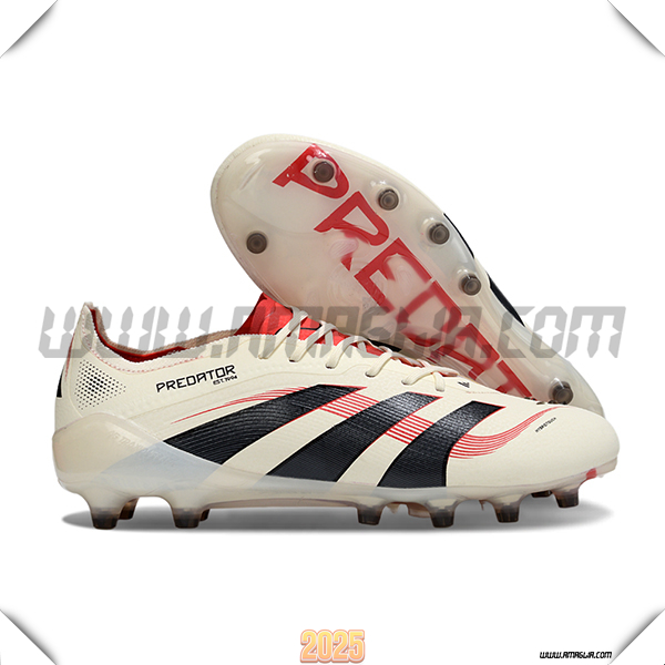 Adidas Scarpe Da Calcio 25 Predator Elite Tongue AG Beige/Nero/Rosso -02