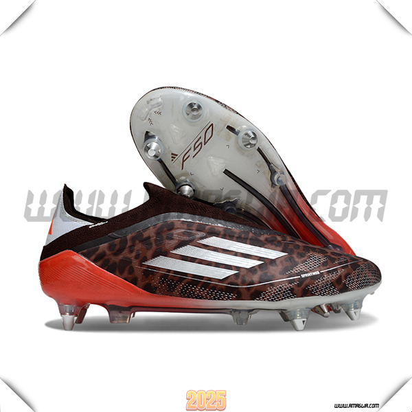 Adidas Scarpe Da Calcio F50 Elite Laceless SG Marrone/Rosso/Bianco