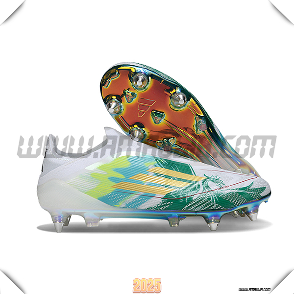 Adidas Scarpe Da Calcio F50 Elite Laceless SG Bianco/Verde/Giallo