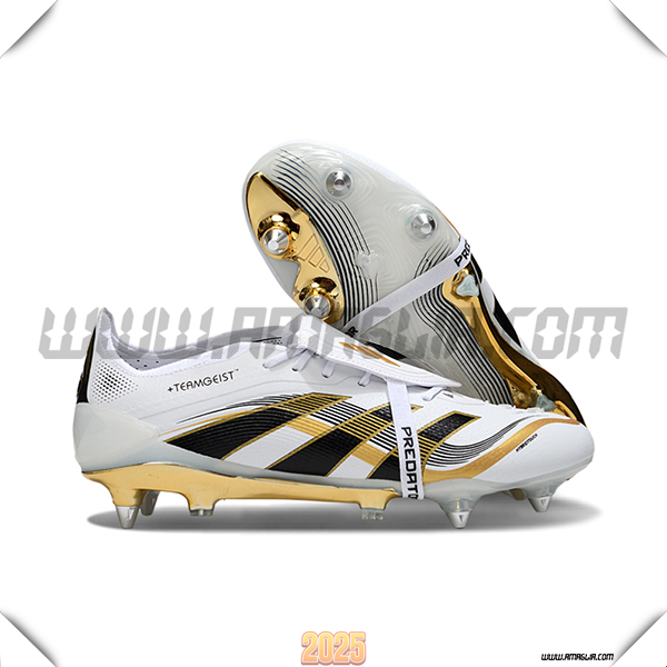 Adidas Scarpe Da Calcio 25 Predator Elite Tongue SG Bianco/Nero/Giallo -03