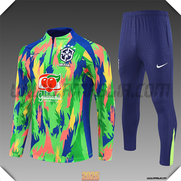 Tuta Calcio Brasile Bambino Verde/Blu/Arancia 2025 2026