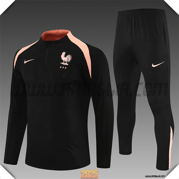 Tuta Calcio Francia Bambino Nero/Rosa 2025 2026