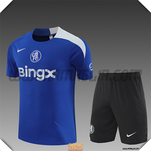 Kit Maglia Allenamento FC Chelsea Bambino Blu/Bianco 2025 2026