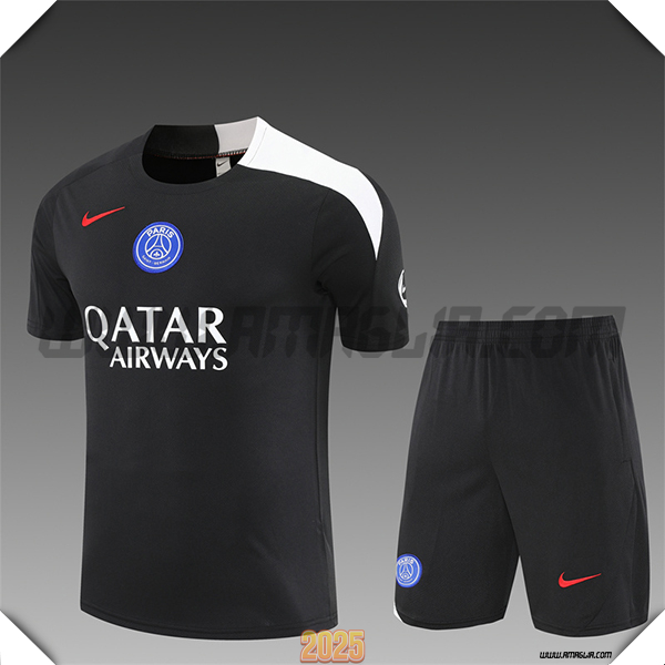 Kit Maglia Allenamento PSG Bambino Nero/Blu 2025 2026