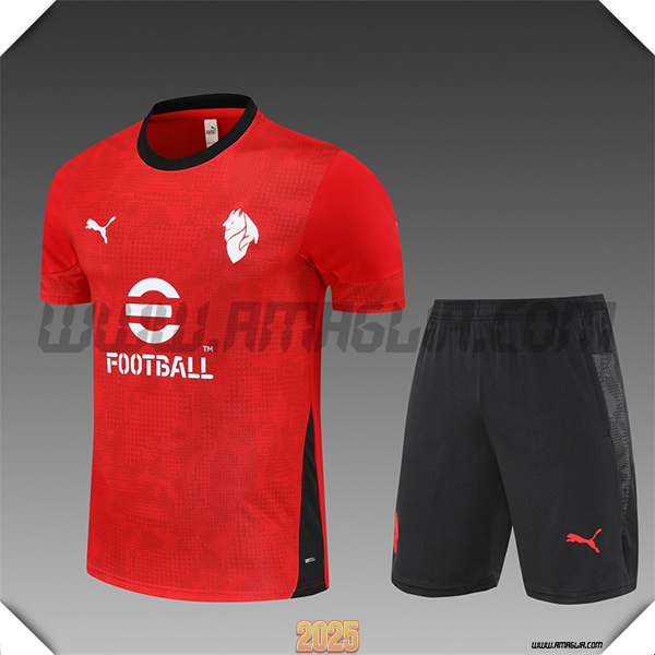 Kit Maglia Allenamento AC Milan Bambino Rosso/Nero 2025 2026