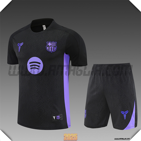 Kit Maglia Allenamento FC Barcellona Bambino Nero/viola 2025 2026