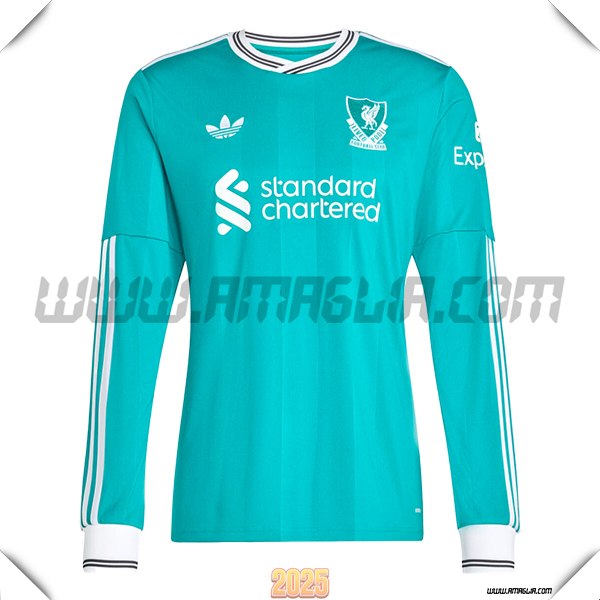 Nuovo Maglia da FC Liverpool Maniche lunghe Terzo 2025 2026 Verde