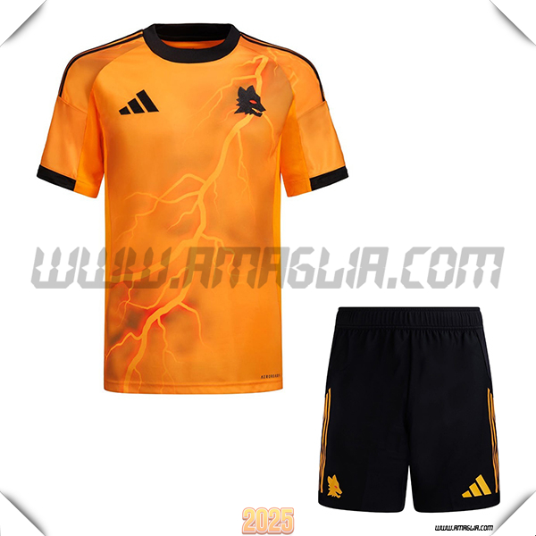Nuovo Maglia da AS Roma Bambino Seconda 2025 2026 Arancia