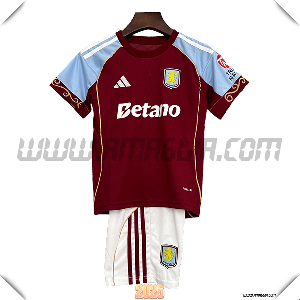 Nuovo Maglia da Aston Villa Bambino Prima 2025 2026 Rosso
