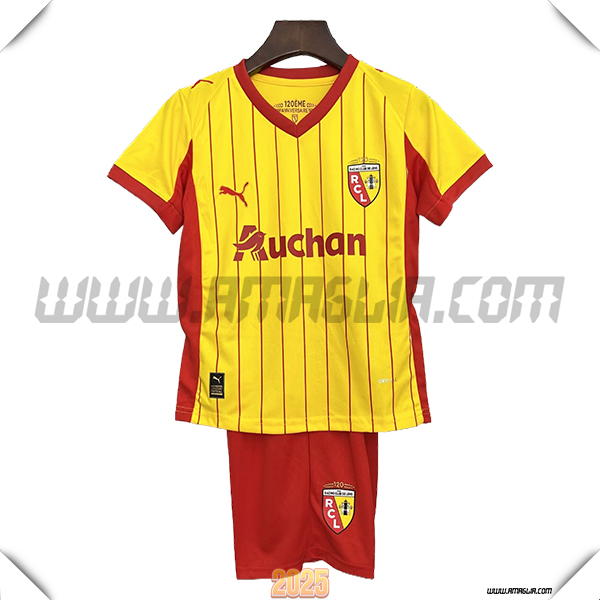 Nuovo Maglia da RC Lens Bambino Prima 2025 2026 GIALLO/Rosso