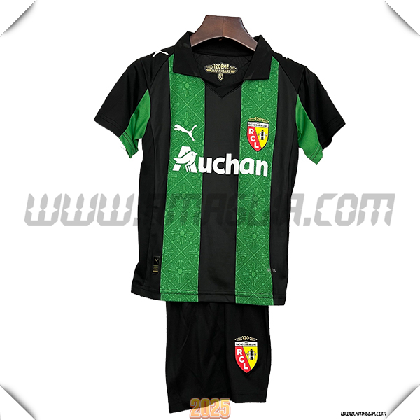 Nuovo Maglia da RC Lens Bambino Seconda 2025 2026 Verde/Nero