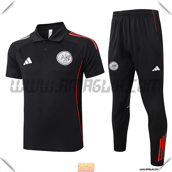 Kit Maglia Polo Ajax Nero/Rosso 2025 2026