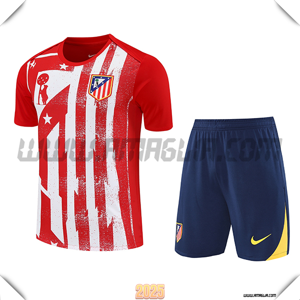 Kit Maglia Allenamento Atletico Madrid Rosso/Bianco 2025 2026