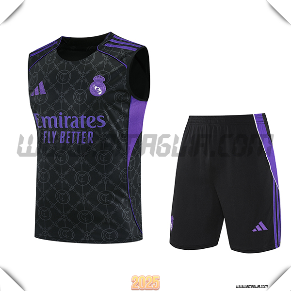 Kit Canotta Allenamento Real Madrid Nero/viola 2025 2026