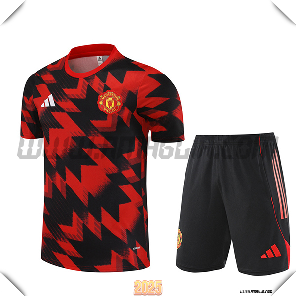 Kit Maglia Allenamento Manchester United Rosso/Nero 2025 2026 -03