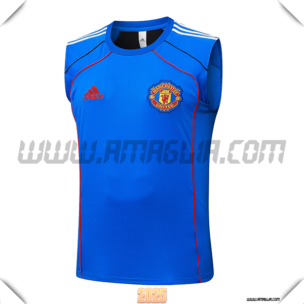 Canotta Allenamento Manchester United Blu/Rosso 2025 2026