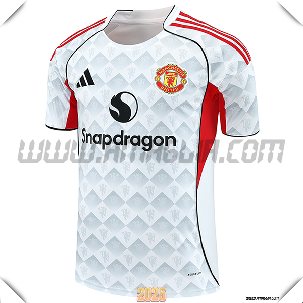 T Shirt Allenamento Manchester United Bianco/Grigio/Rosso 2025 2026