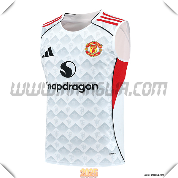 Canotta Allenamento Manchester United Bianco/Grigio/Rosso 2025 2026
